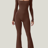 SQUARE-COLLAR LONG SLEEVE JUMPSUIT