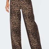 LEOPARD PRINTED LOW RISE JEANS