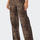 LEOPARD PRINTED LOW RISE JEANS