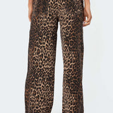 LEOPARD PRINTED LOW RISE JEANS