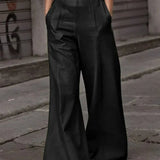 VEGAN HIGH-WAISTED WIDE LEG LEATHER PANTS