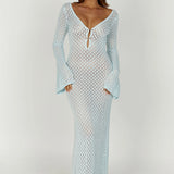 CROCHET FLARE SLEEVE MAXI DRESS